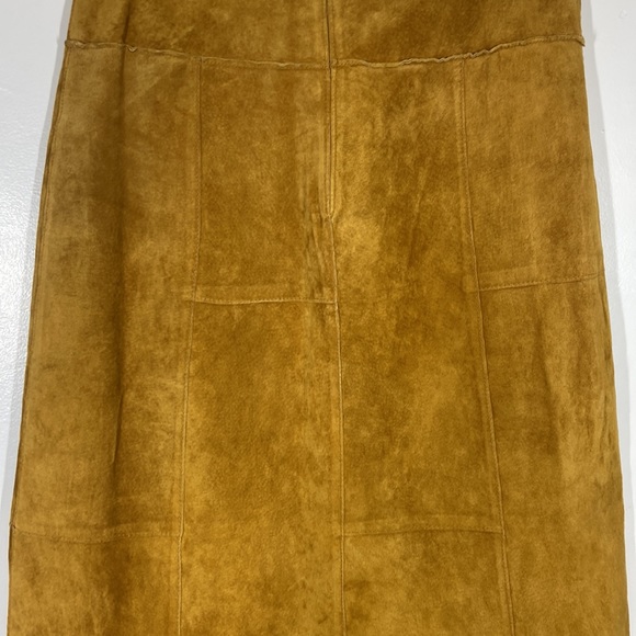Wilsons Leather Brown A Line Midi Skirt Pockets Sz 4 - Picture 5 of 6